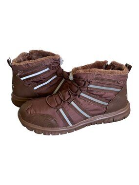 Tony Little Cheeks Fit Body Faux Fur Sneaker Ankle Bootie Brown Women's Size 7.5